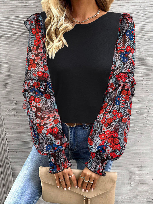 Leopard Bishop Sleeve Sweater