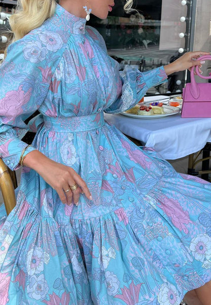 High Neck Bishop Sleeve Dress