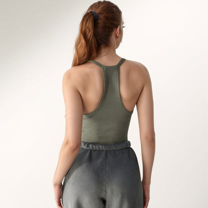 Anna-Kaci Active Women's Ribbed Knit Deep V Neck Tank Top with Seamless Design and Stretch Fit