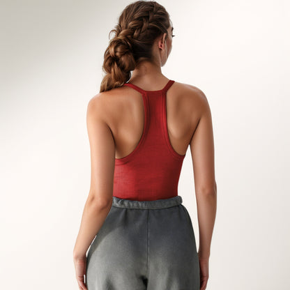 Anna-Kaci Active Women's Ribbed Knit Deep V Neck Tank Top with Seamless Design and Stretch Fit