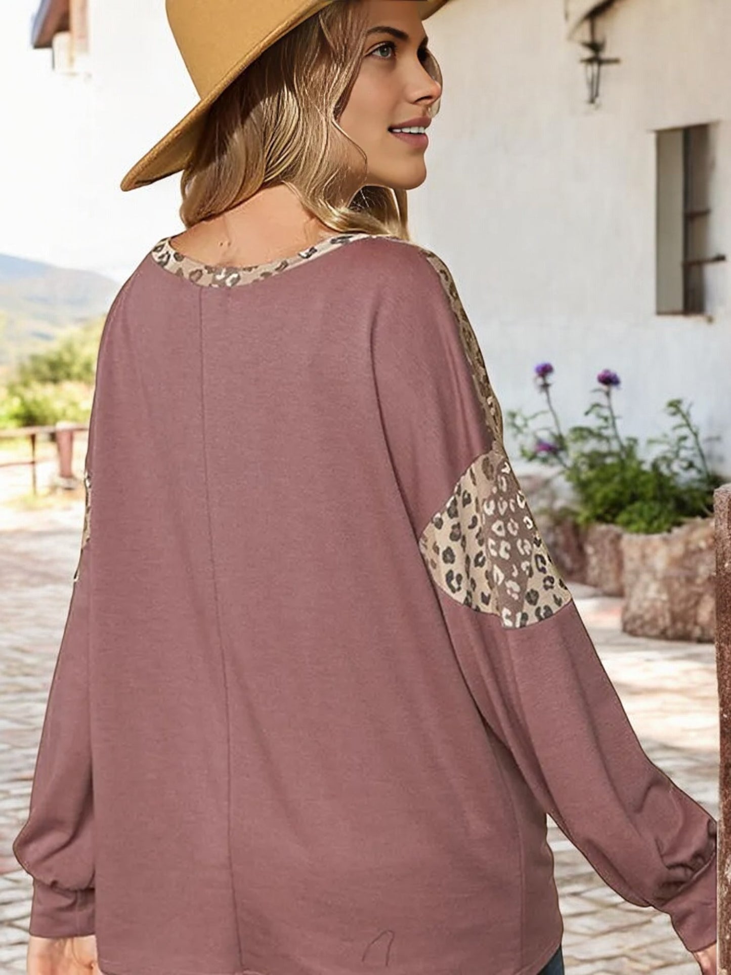 Anna-Kaci Women's Long Sleeve Leopard Print Chevron Color Block Tunic Top