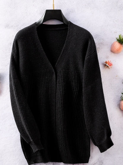 Anna-Kaci Women's Open Front Cardigan with Balloon Sleeves and Relaxed Fit