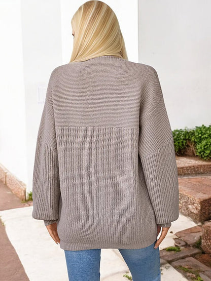 Anna-Kaci Women's Open Front Cardigan with Balloon Sleeves and Relaxed Fit