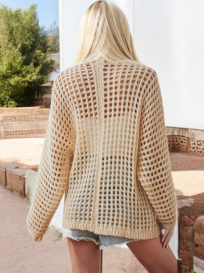 Anna-Kaci Women's Open Knit Cardigan with Long Sleeves and Relaxed Fit