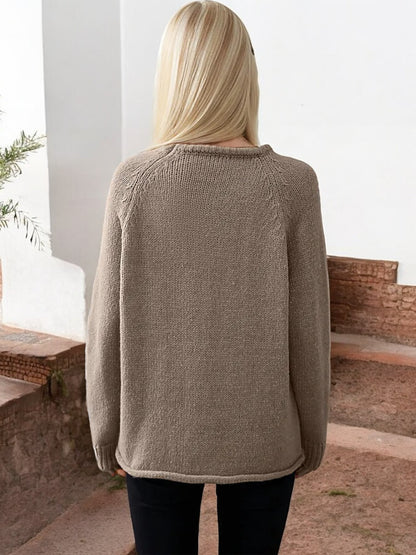 Anna-Kaci Women's Crew Neck Pullover Sweater with Ribbed Details