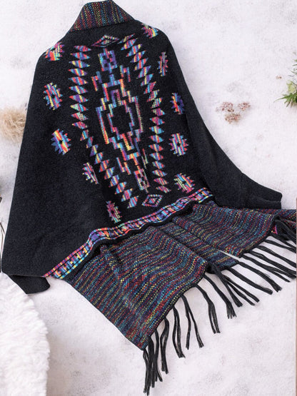 Anna-Kaci Women's Bohemian Tribal Patterned Shawl with Fringe Detail
