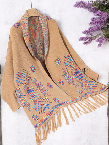 Anna-Kaci Women's Bohemian Tribal Patterned Shawl with Fringe Detail