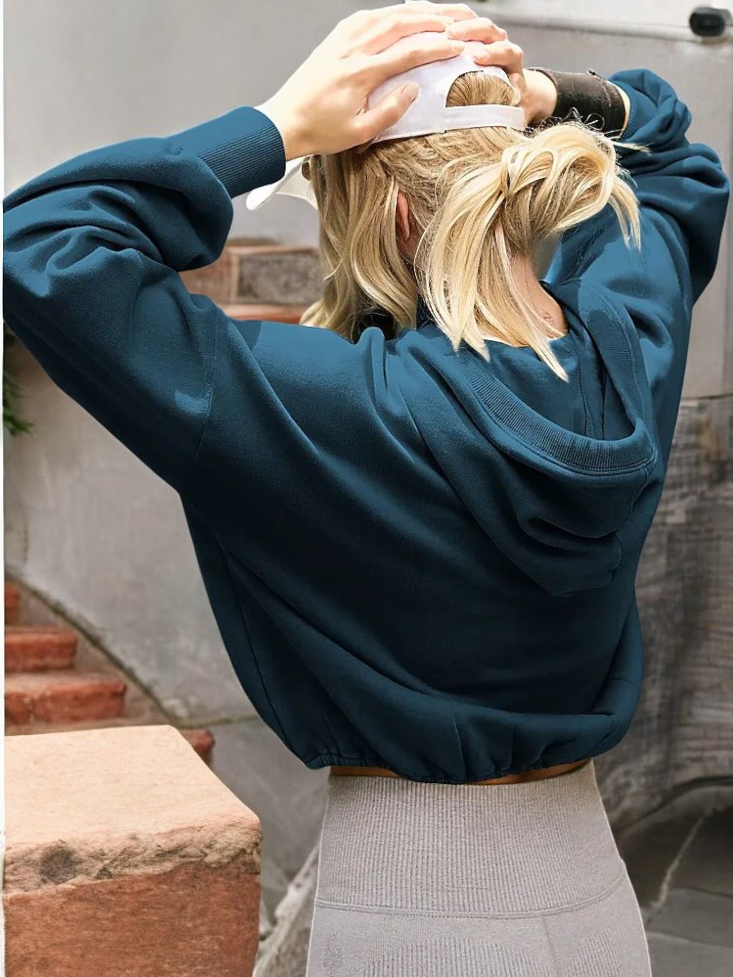 Half-Zip Pullover Hoodie with Funnel Neck and Kangaroo Pocket