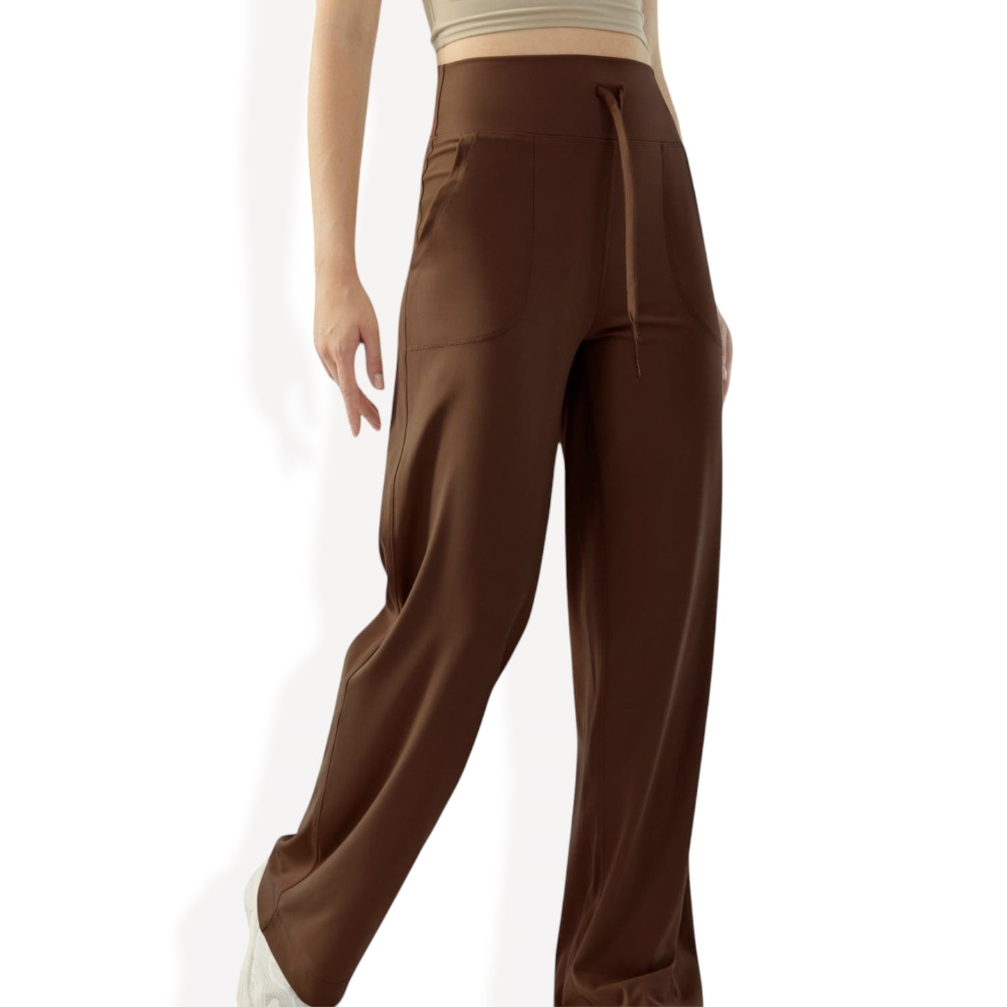 High Waisted Wide Leg Lounge Pants with Drawstring and Pockets