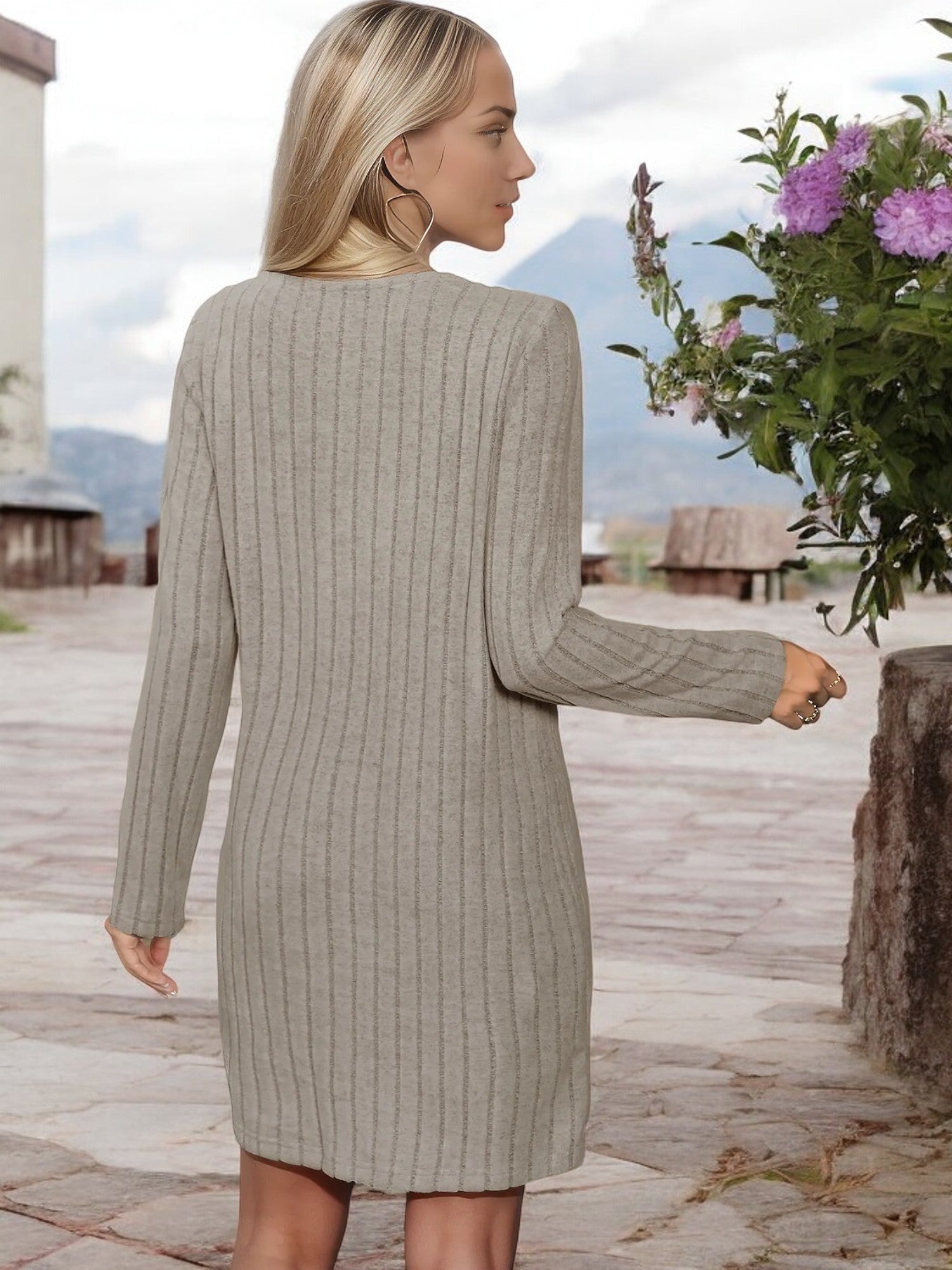 asymmetrical ribbed sweater dress Green Ribbed Boatneck Asymmetrical Hem Mini Sweater Dress