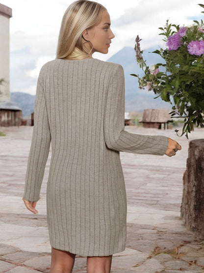 Anna-Kaci Women's Ribbed Knit Sweater Dress with Asymmetrical Button D Anna-Kaci Women's Ribbed Knit Sweater Dress with Asymmetrical Button D