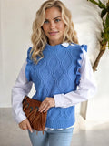 Sleeveless Knit Sweater Vest with Ruffle Trim