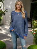 Oversized Striped Long Sleeve Top with Relaxed Fit