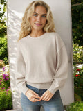 Classic Crewneck Pullover Sweater with Ribbed Hem