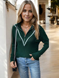 Quarter-Zip Knit Sweater with Chevron Detail