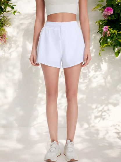 High Waist Drawstring Athletic Shorts with Relaxed Fit
