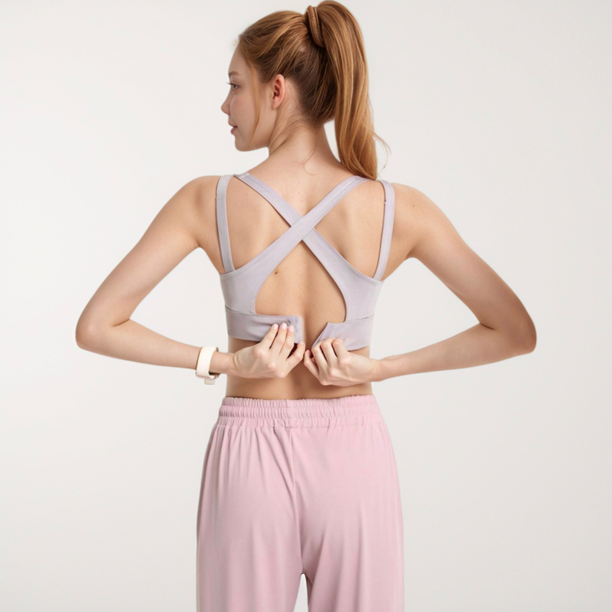 Anna-Kaci Active Women's Scoop Neck Active Sports Bra with Wide Adjustable Straps and Seam Detailing
