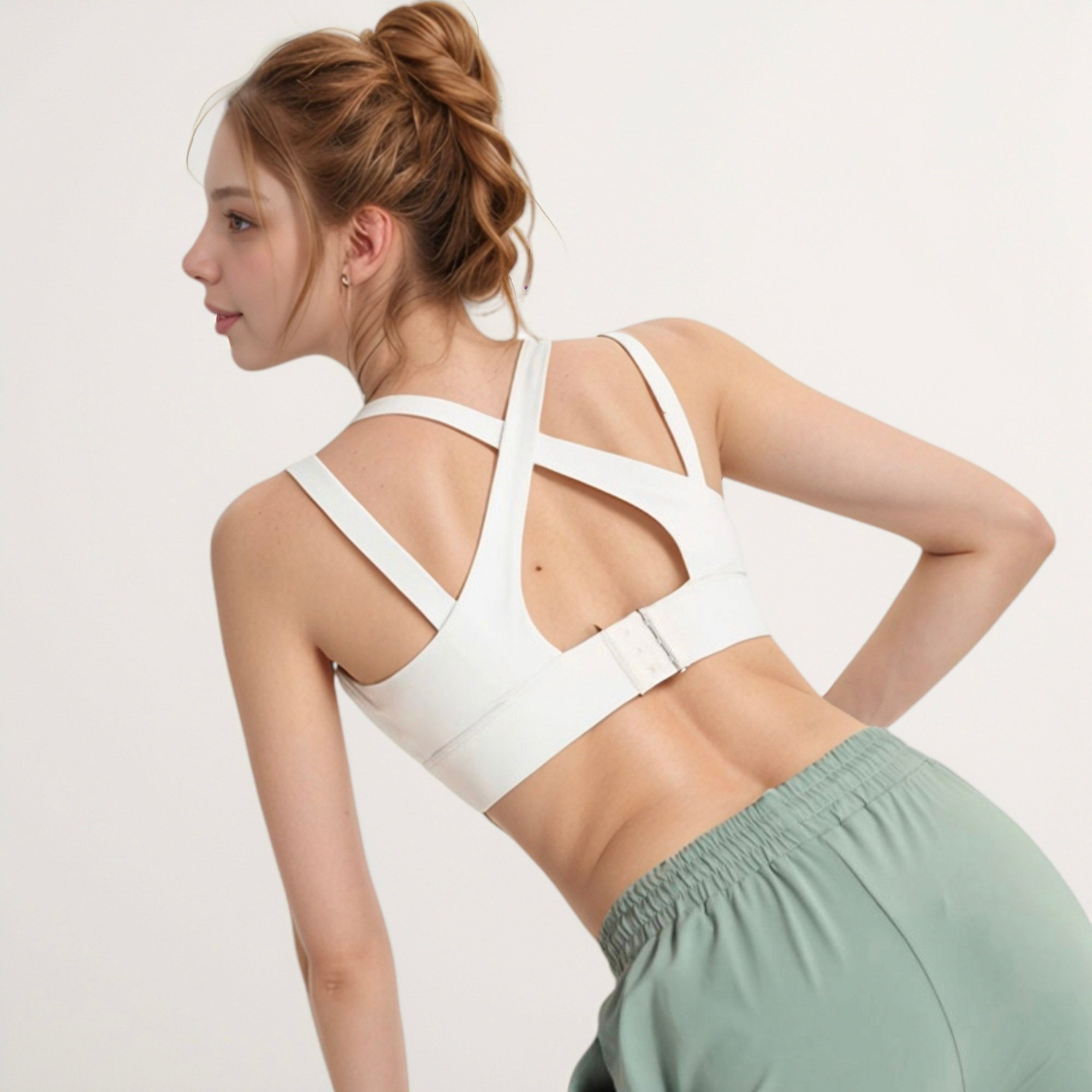 Anna-Kaci Active Women's Scoop Neck Active Sports Bra with Wide Adjustable Straps and Seam Detailing