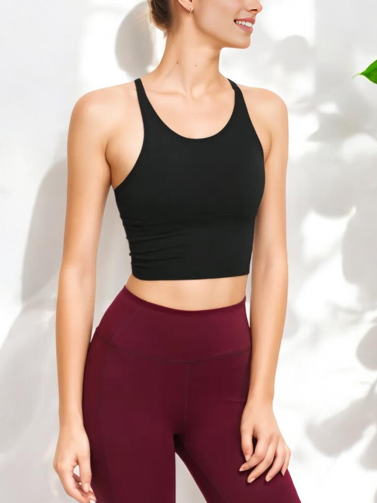 Racerback Scoop Neck Sports Bra with Stretchy Supportive Fit