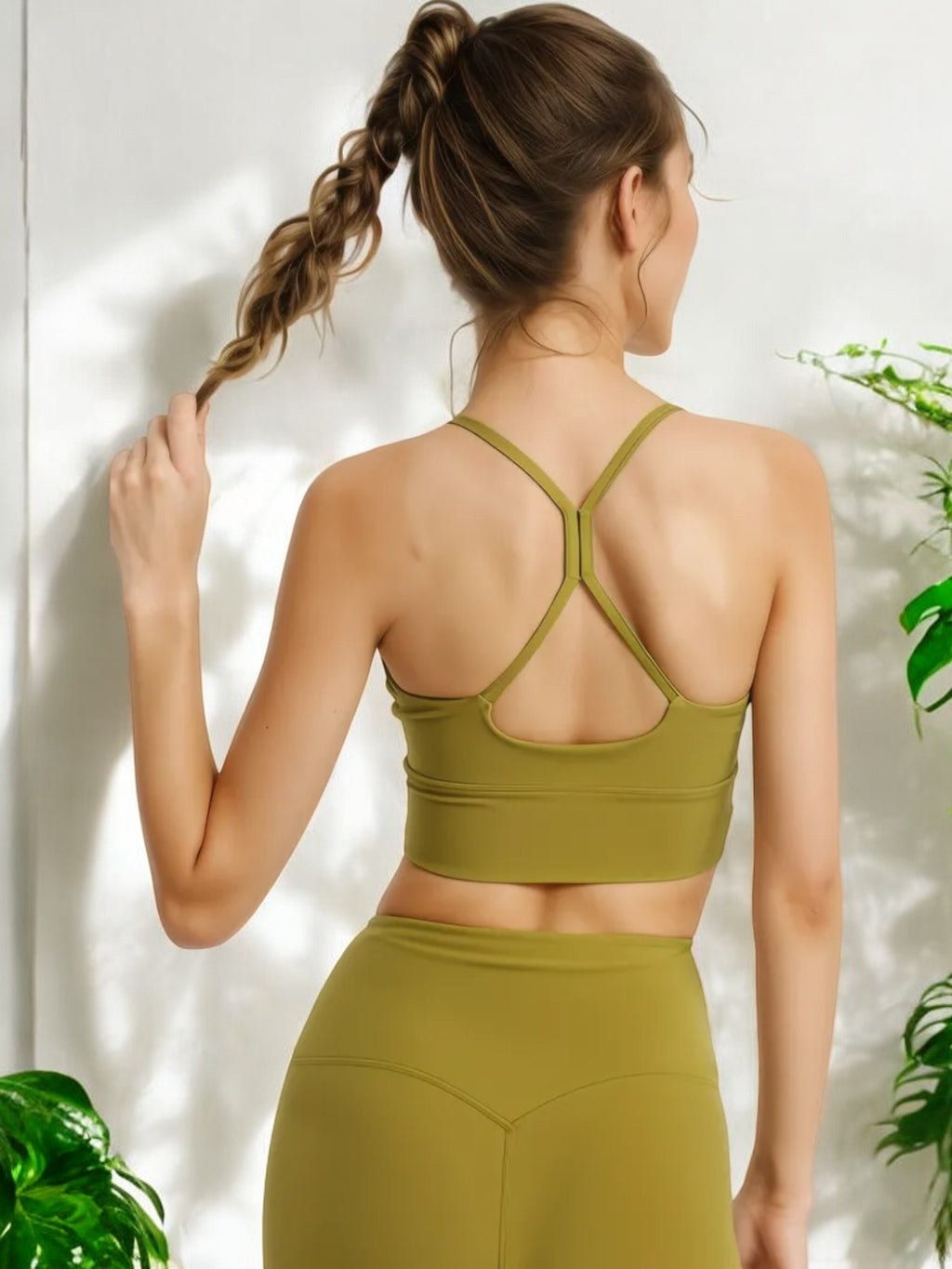 Strappy Scoop Neck Sports Bra with Adjustable Straps and Stretch Fit