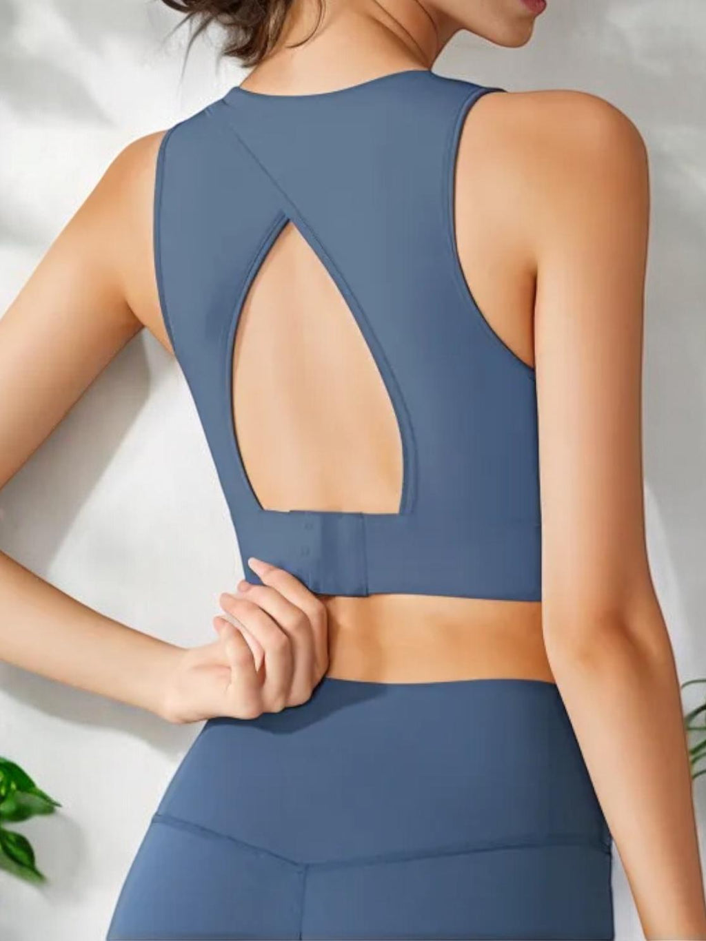 High Neck Padded Sports Bra with Wide Band and Racerback Design