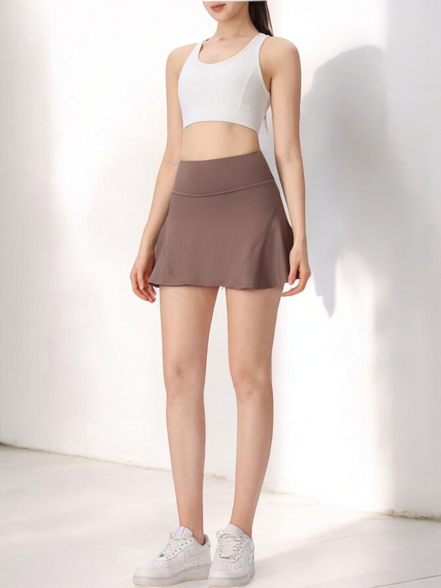 High Waist Flared Athletic Skort with Built-in Shorts for Sports and Casual Wear