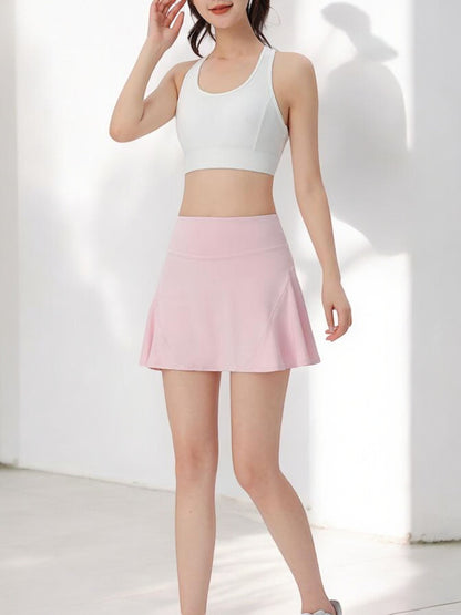 High Waist Flared Athletic Skort with Built-in Shorts for Sports and Casual Wear