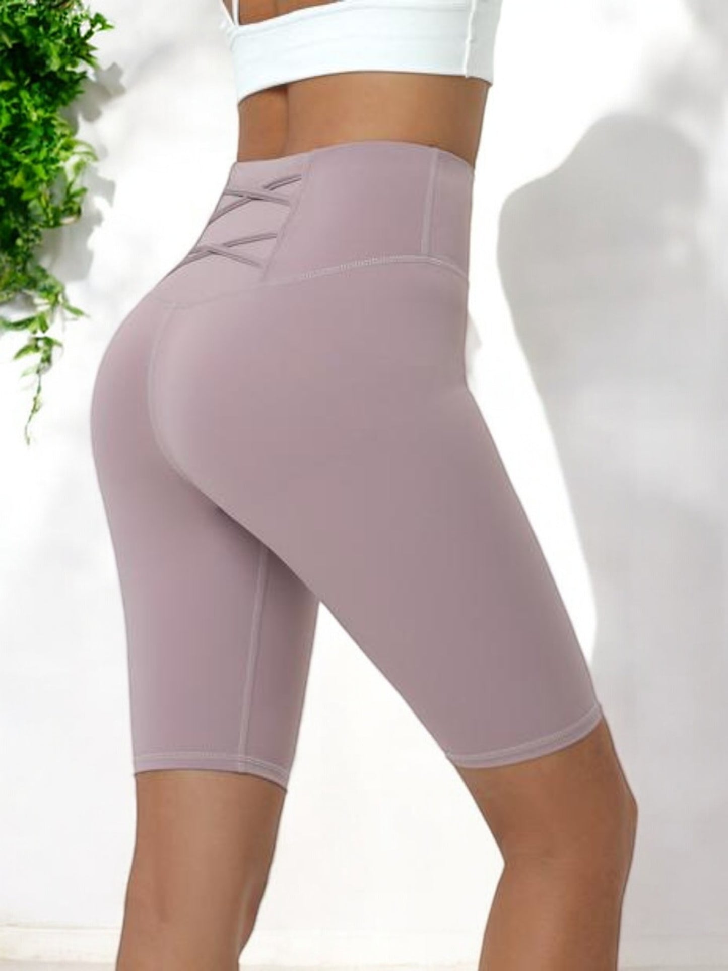 High Waist Biker Shorts with Stretch Fit and Knee-Length Design