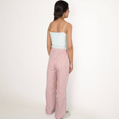Anna-Kaci Lounge Women's Vertical Stripe Lounge Pants with Drawstring Waist and Relaxed Fit