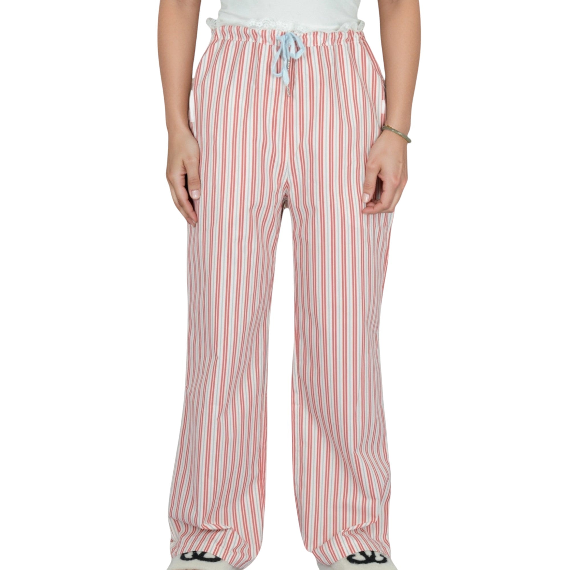 Anna-Kaci Lounge Women's Vertical Stripe Lounge Pants with Drawstring Waist and Relaxed Fit