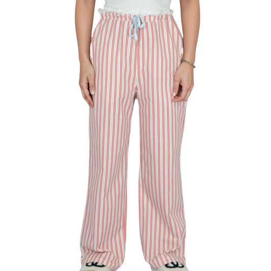 Anna-Kaci Lounge Women's Vertical Stripe Lounge Pants with Drawstring Waist and Relaxed Fit