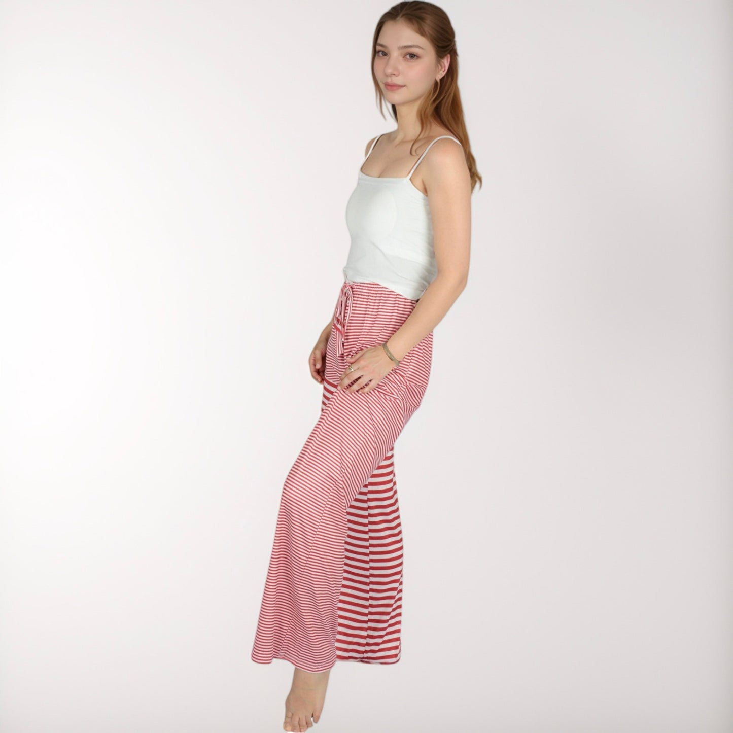 Anna-Kaci Lounge Women's Striped Drawstring Lounge Pants with Wide Leg and Soft Stretch Fabric