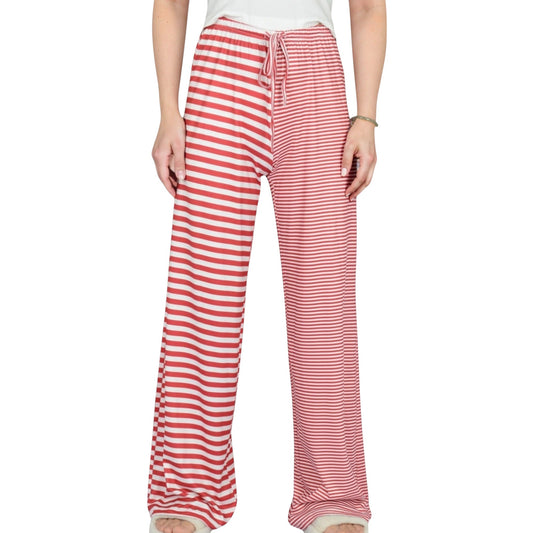 Anna-Kaci Lounge Women's Striped Drawstring Lounge Pants with Wide Leg and Soft Stretch Fabric