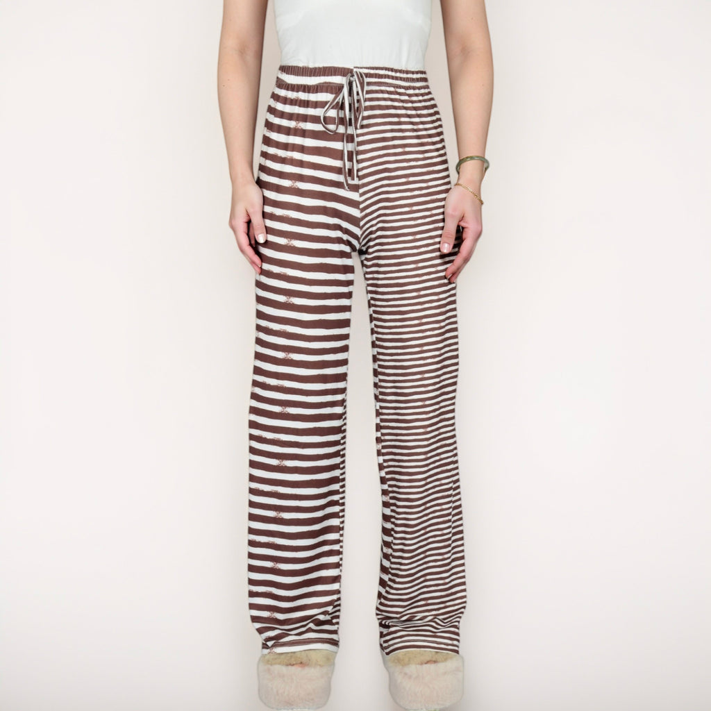 Anna-Kaci Lounge Women's Striped Drawstring Lounge Pants with Wide Leg and Soft Stretch Fabric