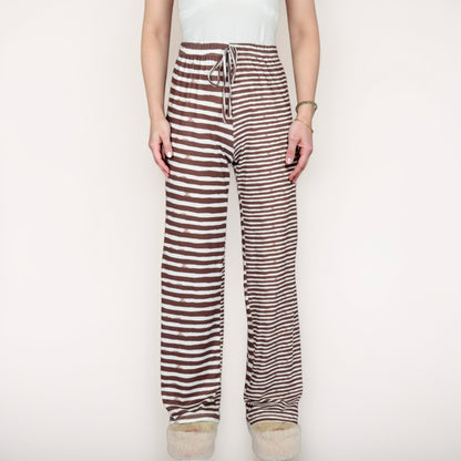 Anna-Kaci Lounge Women's Striped Drawstring Lounge Pants with Wide Leg and Soft Stretch Fabric