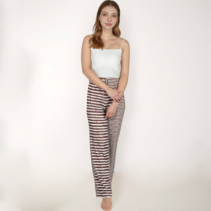 Anna-Kaci Lounge Women's Striped Drawstring Lounge Pants with Wide Leg and Soft Stretch Fabric