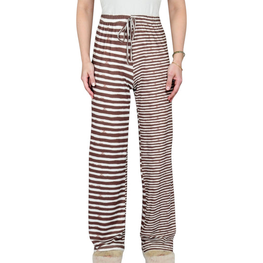 Anna-Kaci Lounge Women's Striped Drawstring Lounge Pants with Wide Leg and Soft Stretch Fabric