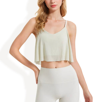 Flowy Spaghetti Strap Crop Top with Layered Design