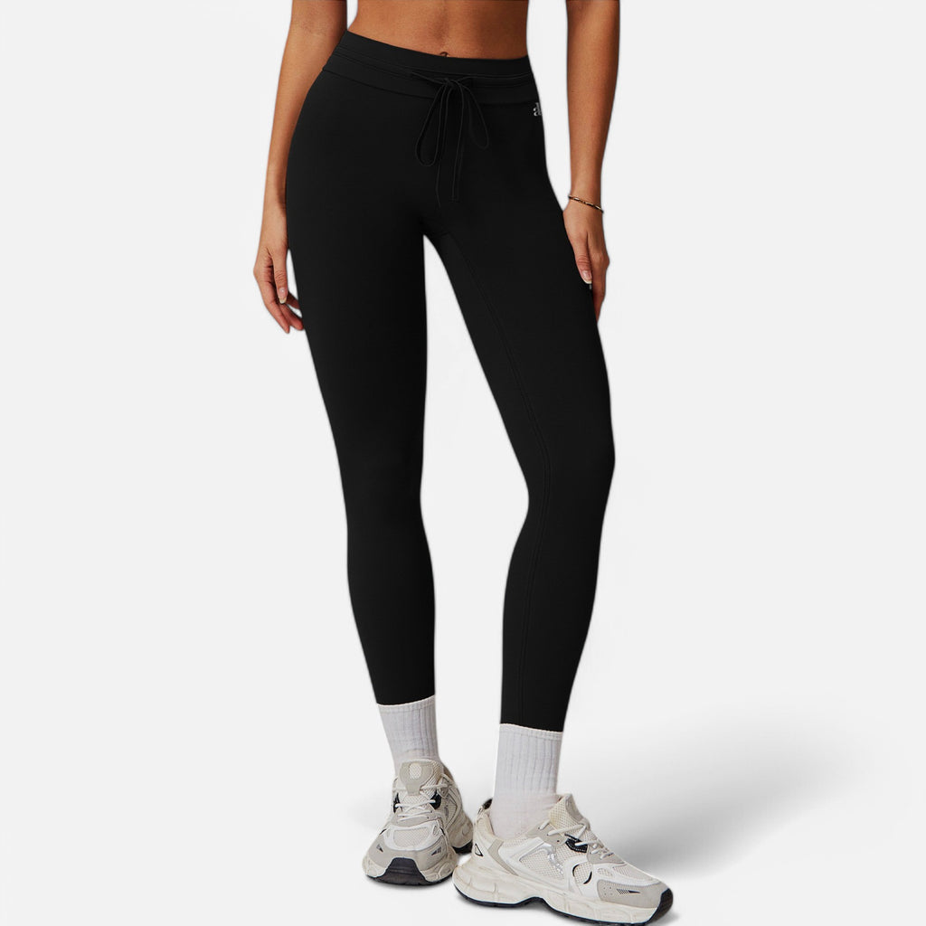 Anna-Kaci Women's High Waist Drawstring Leggings with Stretchy Fit