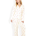 Anna-Kaci Women's Button-Up Pajama Set with Heart Print and Notched Collar