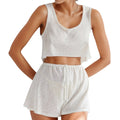 Anna-Kaci Lounge Women's Soft Lounge Pajama Set with Sleeveless Crop Tank and Drawstring Shorts