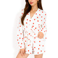 Anna-Kaci Women's Heart Print 2-Piece Pajama Set with Long Sleeve Tie-Waist Robe and Relaxed Fit Shorts