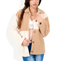 Anna-Kaci Women's High Pile Fleece Color Block Button-Up Jacket