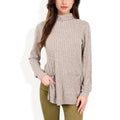 Anna-Kaci Women's Ribbed Knit Turtleneck Tunic Sweater with Front Pockets