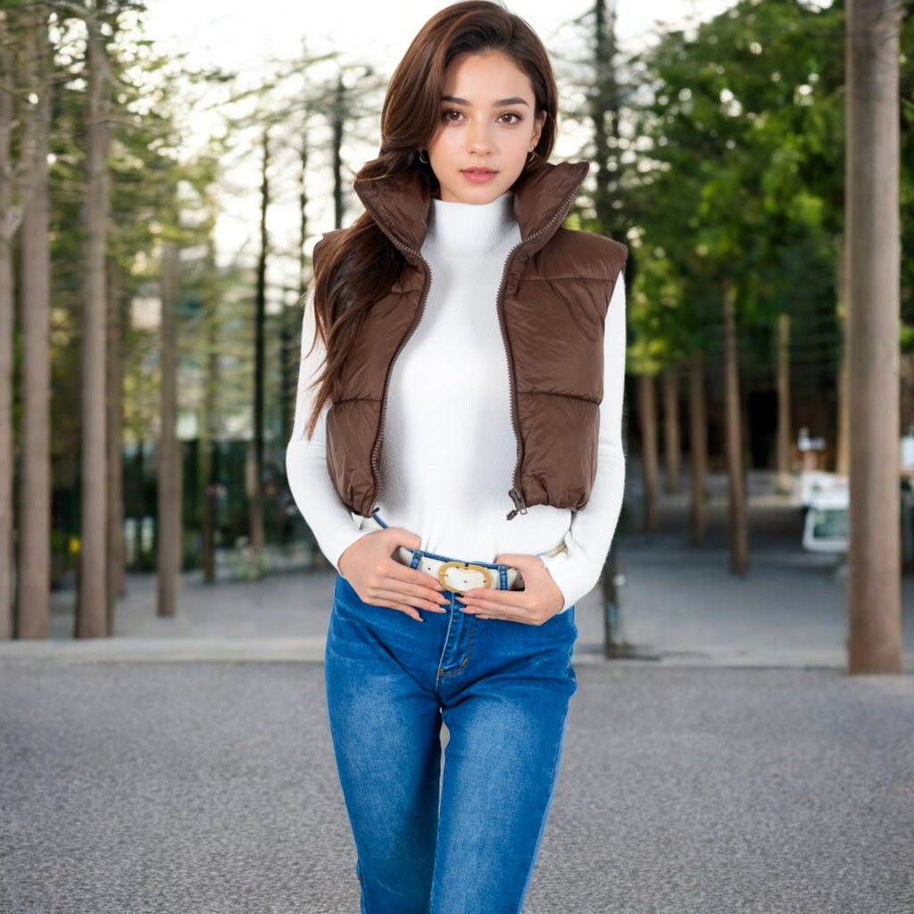 Anna-Kaci Women's Zip-Up Puff Vest Jacket with Cozy Design and Warmth