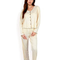 Anna-Kaci Women's Satin 2-Piece Pajama Set with Button-Up Long Sleeve Top and Relaxed Fit Pants