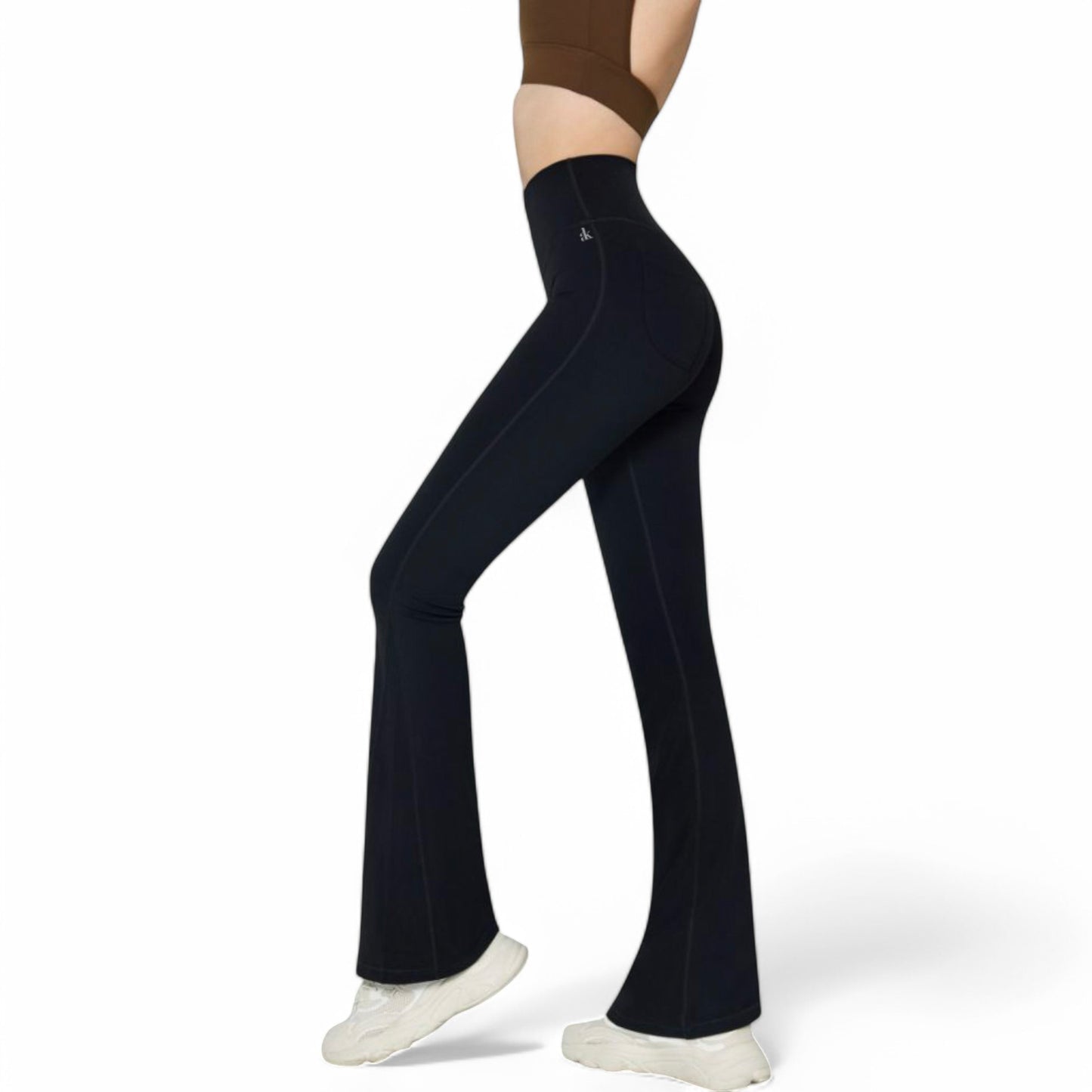 Anna-Kaci Women's High-Waist Flared Leggings with Stretch Fabric and Contoured Fit