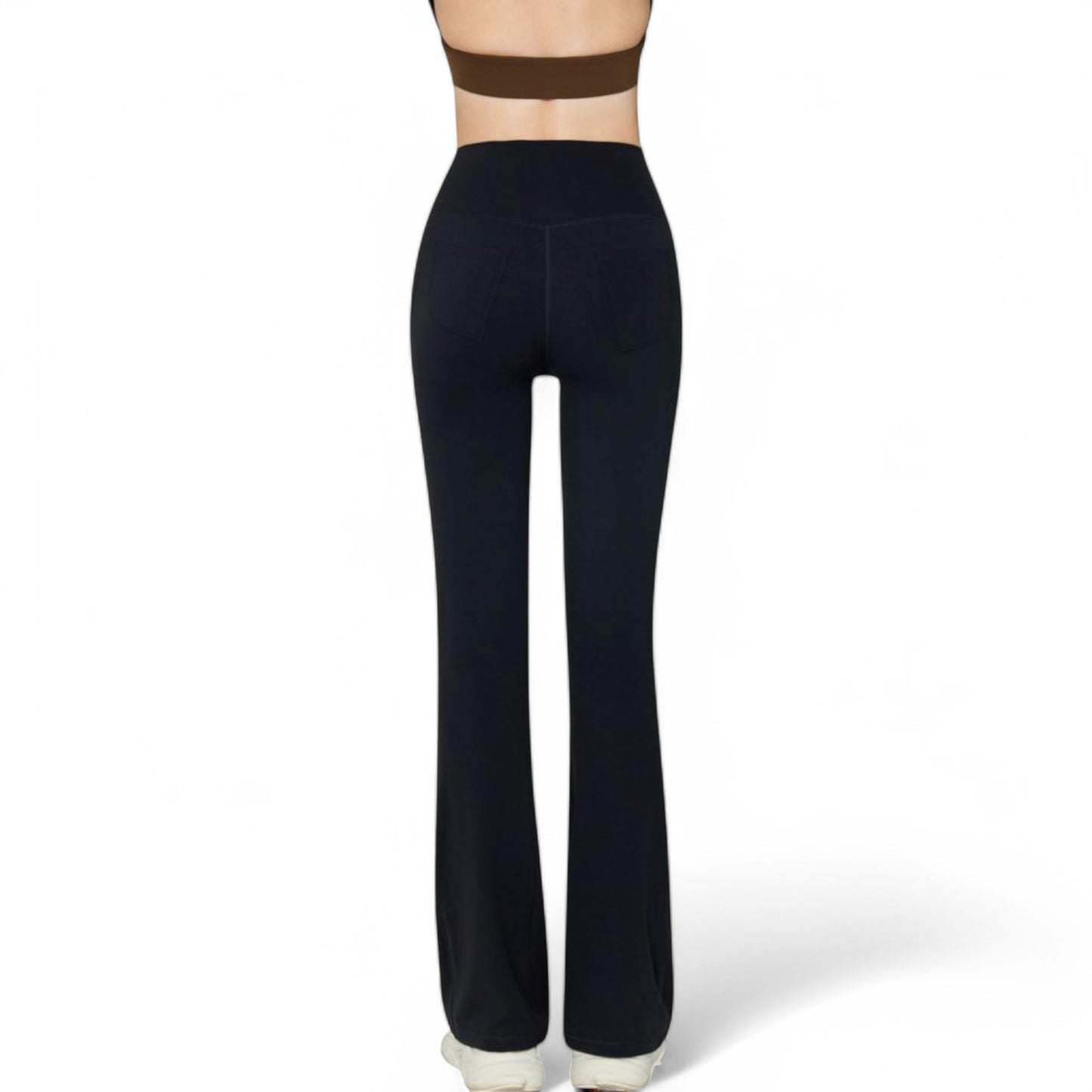 Anna-Kaci Women's High-Waist Flared Leggings with Stretch Fabric and Contoured Fit