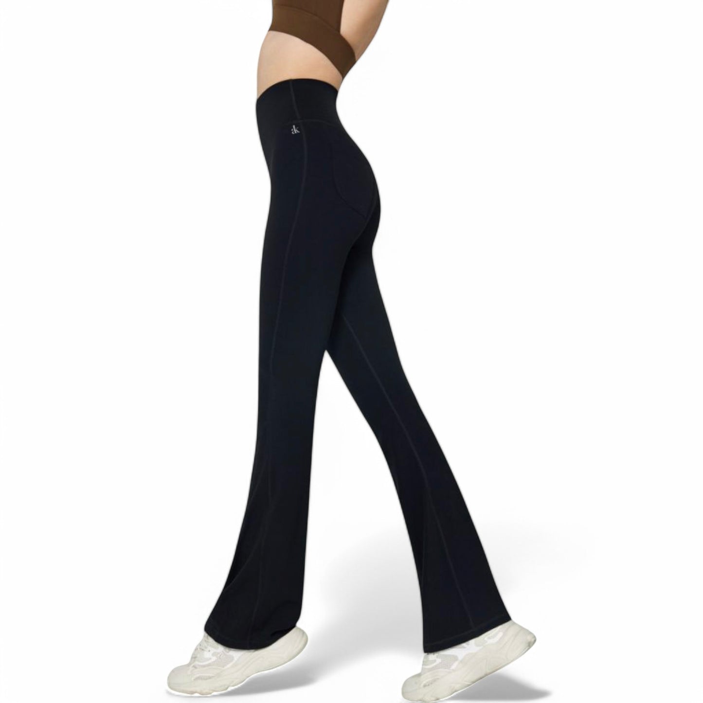Anna-Kaci Women's High-Waist Flared Leggings with Stretch Fabric and Contoured Fit