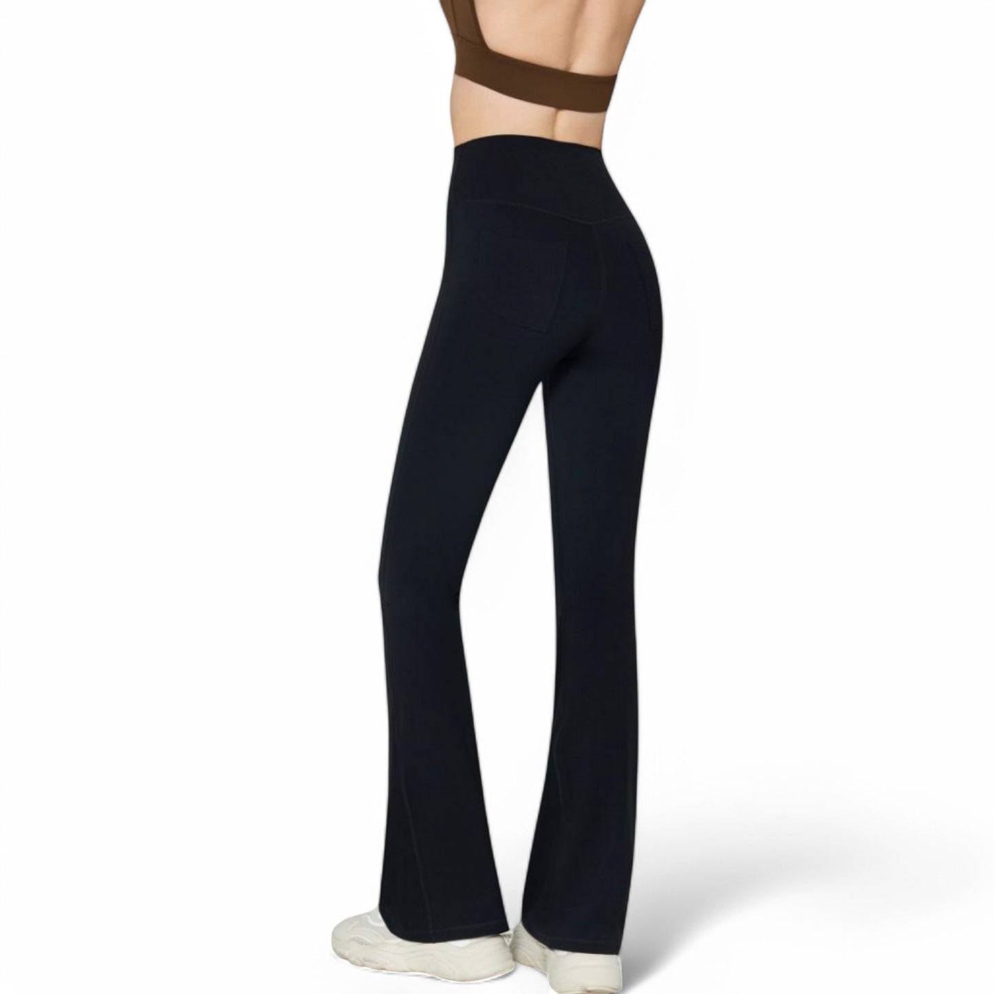 Anna-Kaci Women's High-Waist Flared Leggings with Stretch Fabric and Contoured Fit